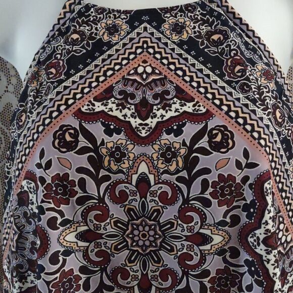 New Kona Sol Boho Top Women's Size S Lavendar Floral Geometric Halter shelf bra - Picture 2 of 7